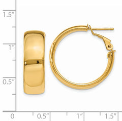 14k 7.75mm Omega Back Hoop Earrings