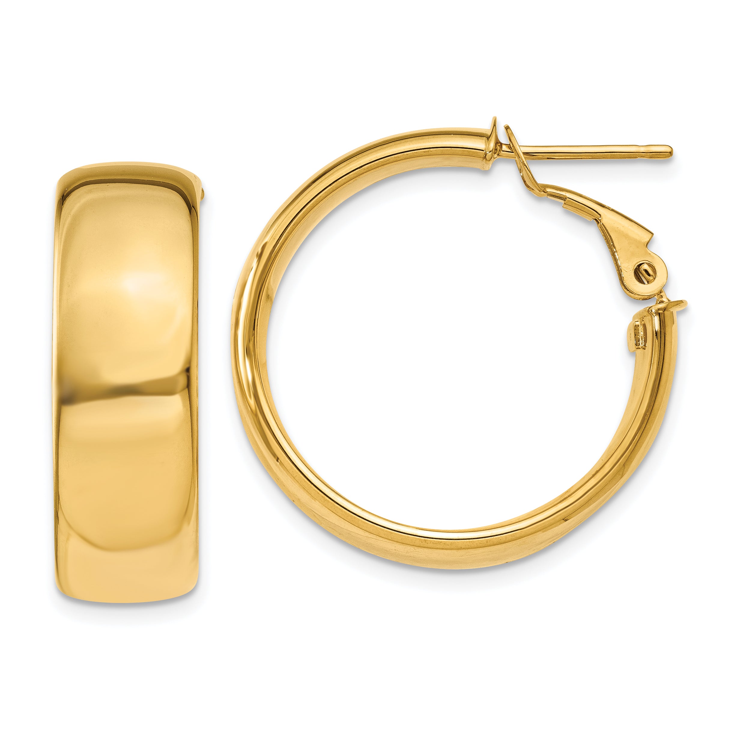 14k 7.75mm Omega Back Hoop Earrings Main image