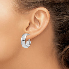 14k White Gold 7.75mm Omega Back Hoop Earrings