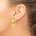 14K Gold Polished Hoop Earrings with Omega Back  30mm Large Bold Design
