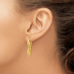 14K Gold Oval Twist Hoop Earrings with Polished Finish  Elegant Textured Design