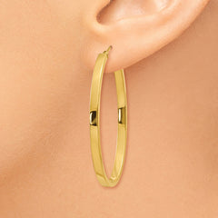14K Gold Polished Oval Hoop Earrings 3mm Hollow Design for Women
