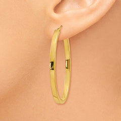 14ky 3mm Polished Oval Hoop Earrings