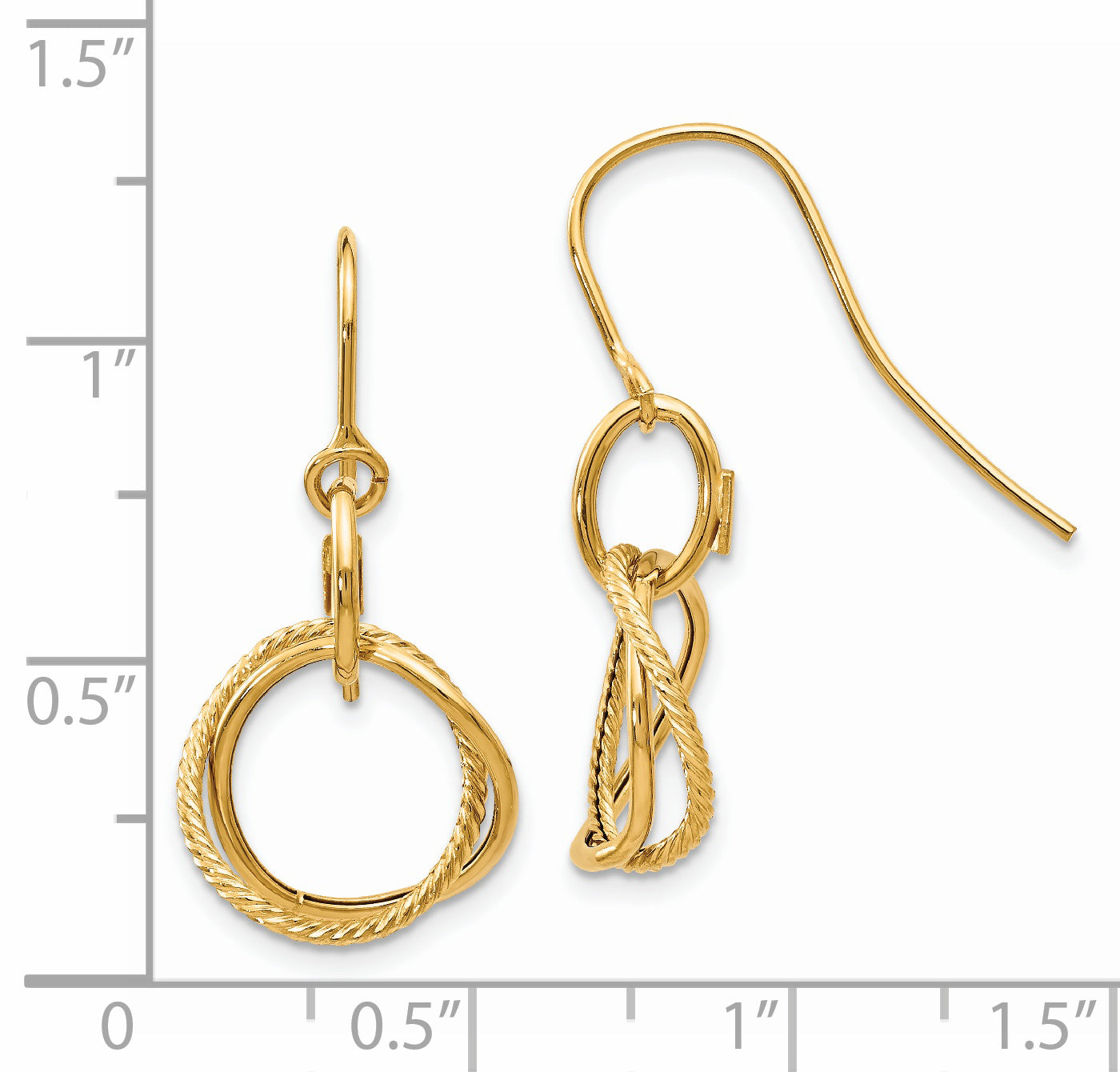 14K Gold Twisted Circle Drop Earrings with Polished Finish for Women Secondary image