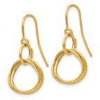 14K Gold Twisted Circle Drop Earrings with Polished Finish for Women