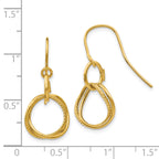 14K Gold Twisted Circle Drop Earrings with Polished Finish for Women