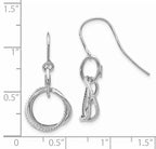 14K White Gold Twisted Circle Drop Earrings with Textured Design