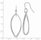 14K White Gold Textured Twisted Dangle Earrings with Rhodium Finish