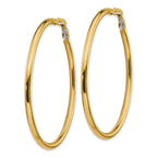 14K Gold Polished Hoop Earrings with Omega Back Elegant Hollow Design
