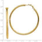 14K Gold Polished Hoop Earrings with Omega Back Elegant Hollow Design