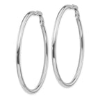 14K White Gold Hoop Earrings with Polished Finish and Omega Back 57mm