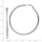 14K White Gold Hoop Earrings with Polished Finish and Omega Back 57mm