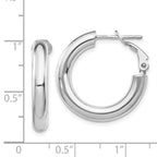 14K White Gold Polished Hoop Earrings with Omega Back Closure