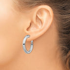 14K White Gold Polished Hoop Earrings with Omega Back Elegant & Lightweight