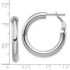 14K White Gold Polished Hoop Earrings with Omega Back Elegant & Lightweight