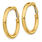 14K Gold Polished Hoop Earrings with Omega Back Elegant Hollow Design