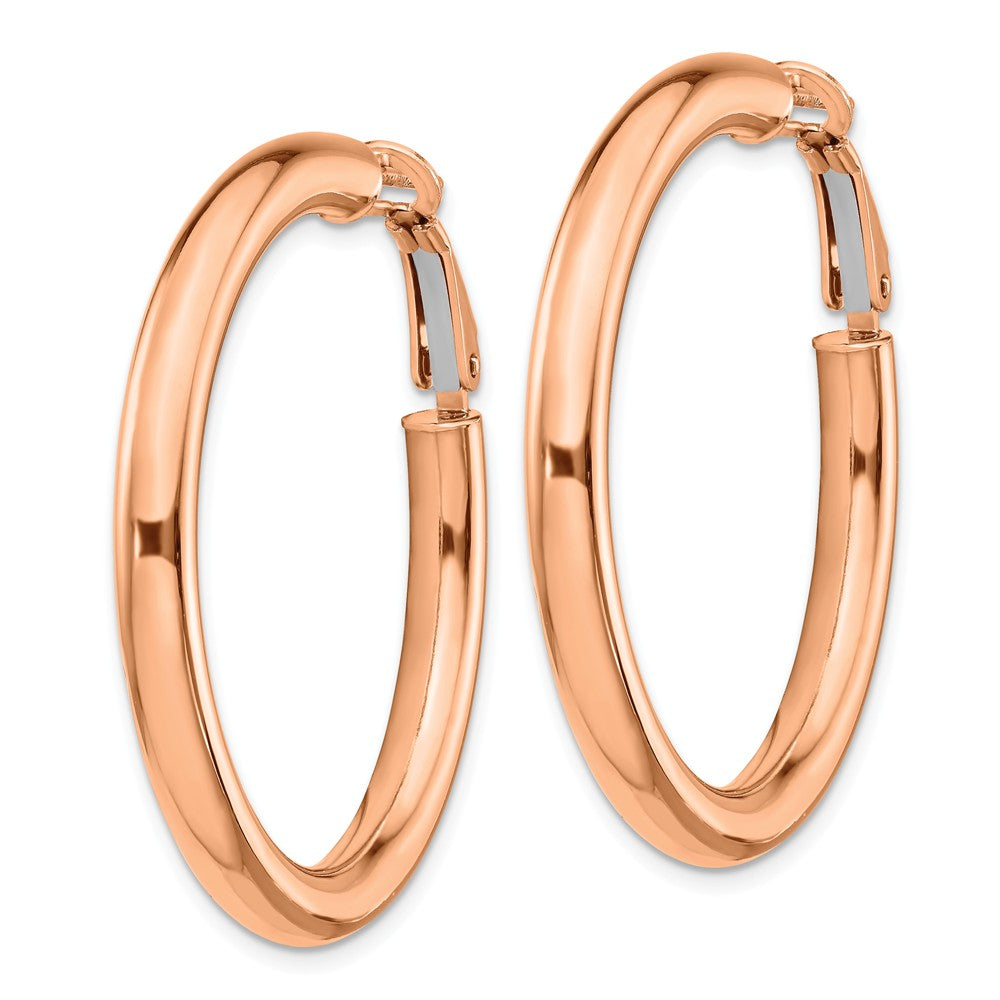 14k Rose Gold 4x30mm Polished Round Hoop Earrings
