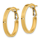 14K Gold Polished Square Tube Hoop Earrings with Omega Back Elegant Design