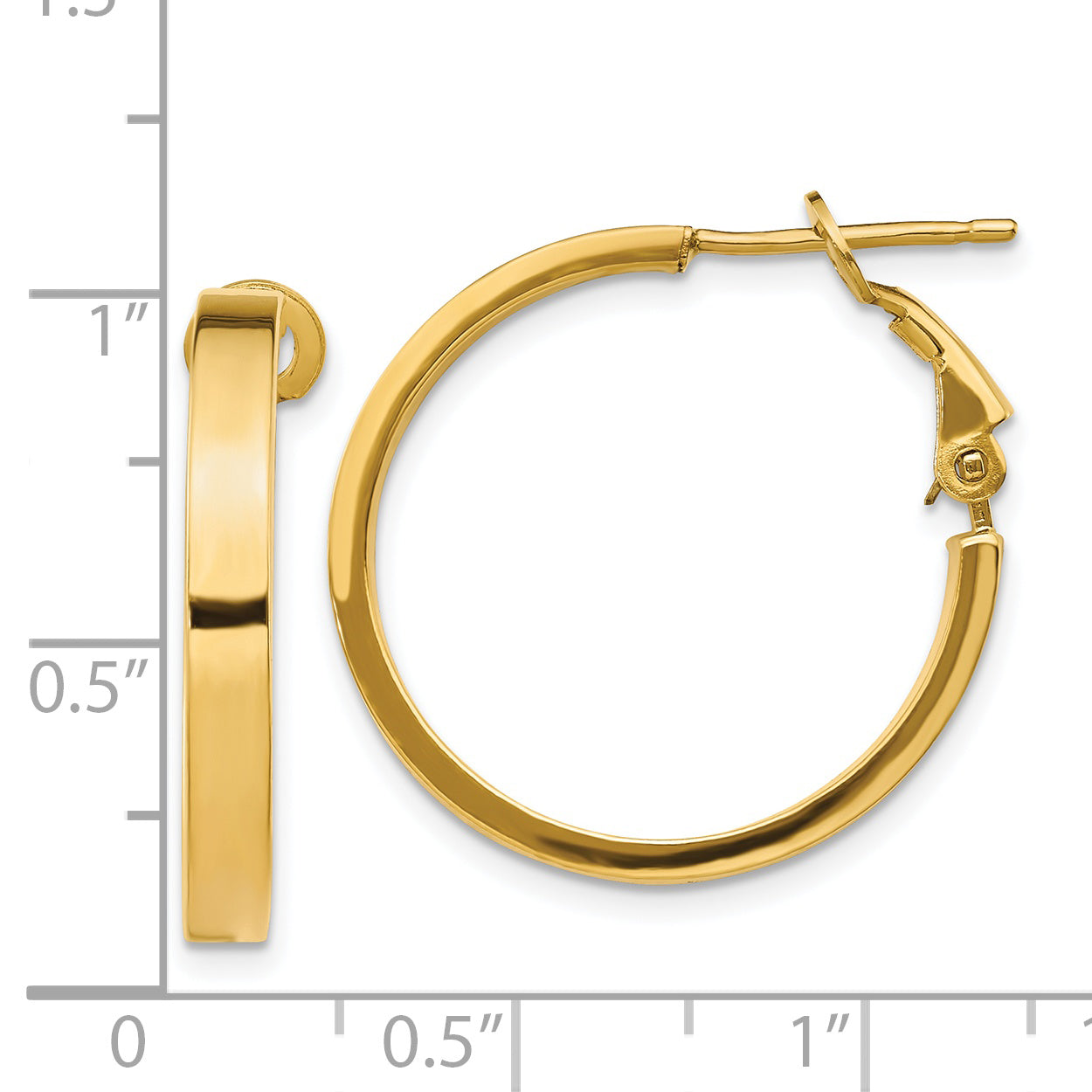 14K Gold Polished Square Tube Hoop Earrings with Omega Back Elegant Design