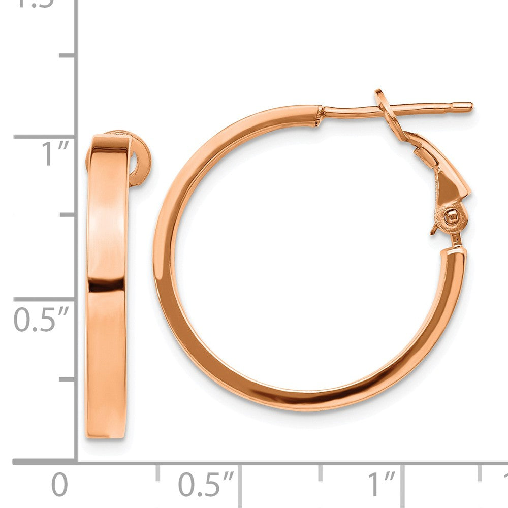 14k Rose Gold 3x20mm Polished Square Tube Round Hoop Earrings
