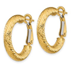 14K Gold Diamond-Cut Hoop Earrings with Omega Back Closure  Polished Finish