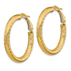 14K Gold Diamond-Cut Round Hoop Earrings with Omega Back