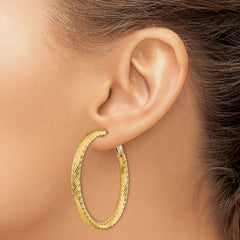 14K Gold Diamond-Cut Hoop Earrings with Omega Back  Polished, Elegant Design