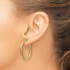 14K Gold Diamond-Cut Round Hoop Earrings with Omega Back Closure