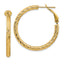 14k 3x25mm Diamond-cut Round Omega Back Hoop Earrings