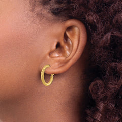 14k 3x15mm Twisted Round Hoop Earrings