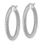 14K White Gold Twisted Hoop Earrings with Polished Finish