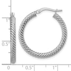 14K White Gold Twisted Hoop Earrings with Polished Finish