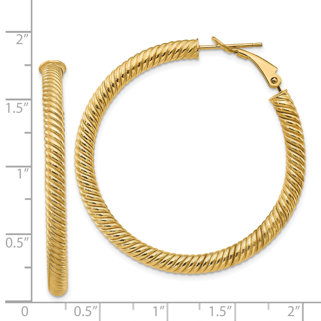 14K Gold Twisted Omega Back Hoop Earrings for Women  Polished Finish