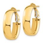 14k High Polished 7mm Omega Back Oval Hoop Earrings