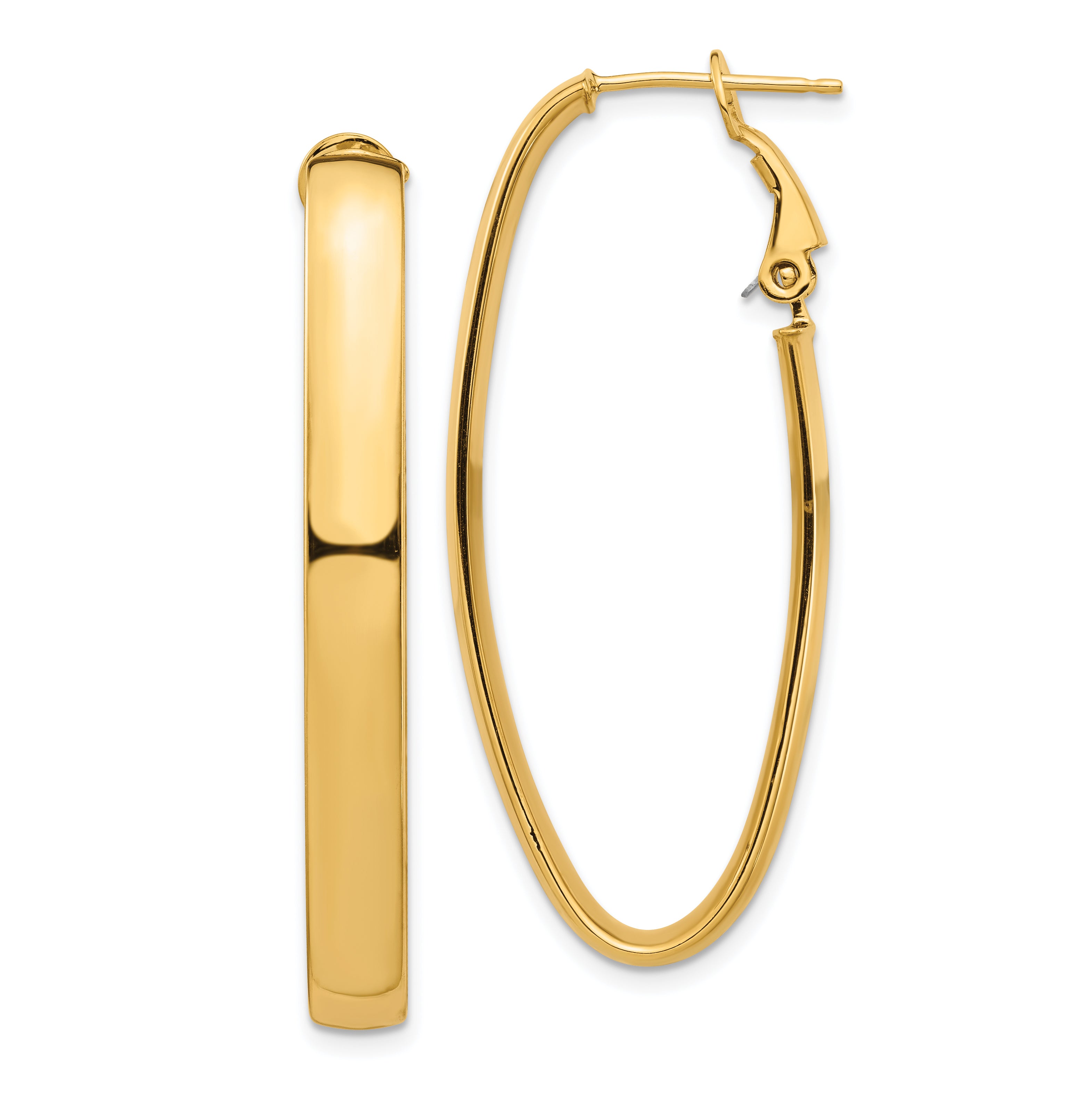 14k High Polished 5mm Omega Back Oval Hoop Earrings Main image