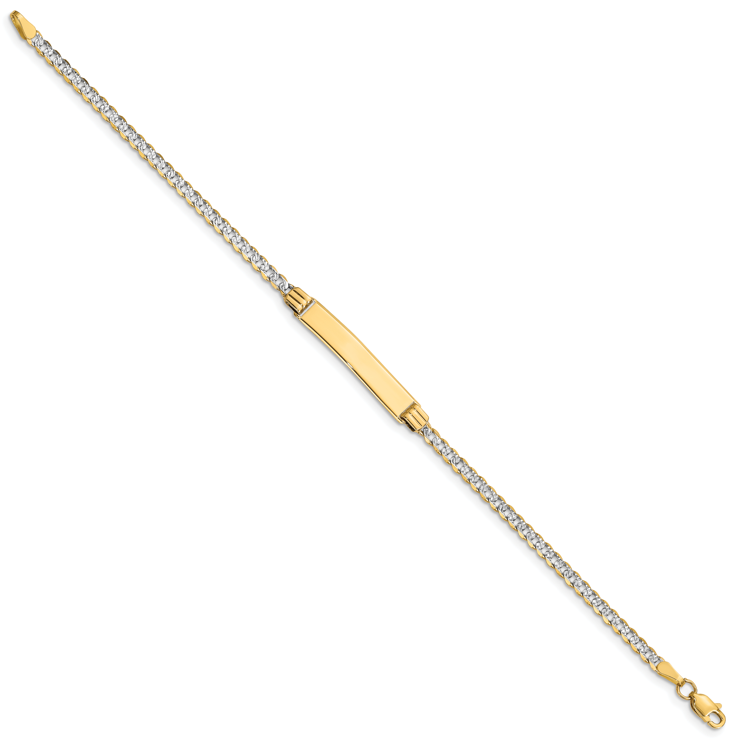 14k with Rhodium PavÃ¢â¬Å¡ Curb ID Bracelet Secondary image