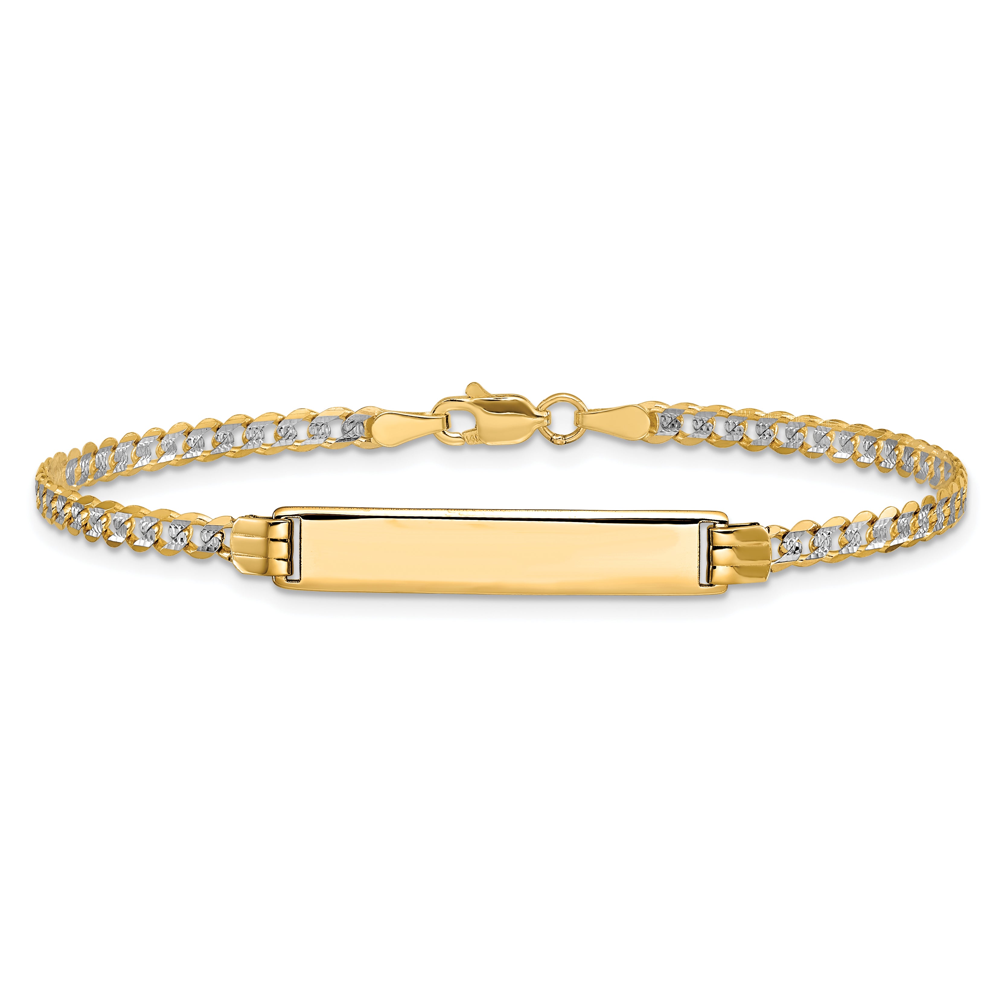 14k with Rhodium PavÃ¢â¬Å¡ Curb ID Bracelet