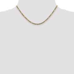 14K 16 inch 3.2mm Semi-Solid with Rhodium Pav‚ Figaro with Lobster Clasp Chain