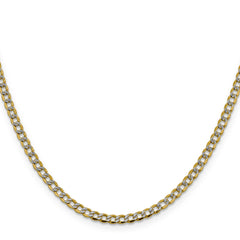 14K 16 inch 3.4mm Semi-Solid with Rhodium Pav‚ Curb with Lobster Clasp Chain