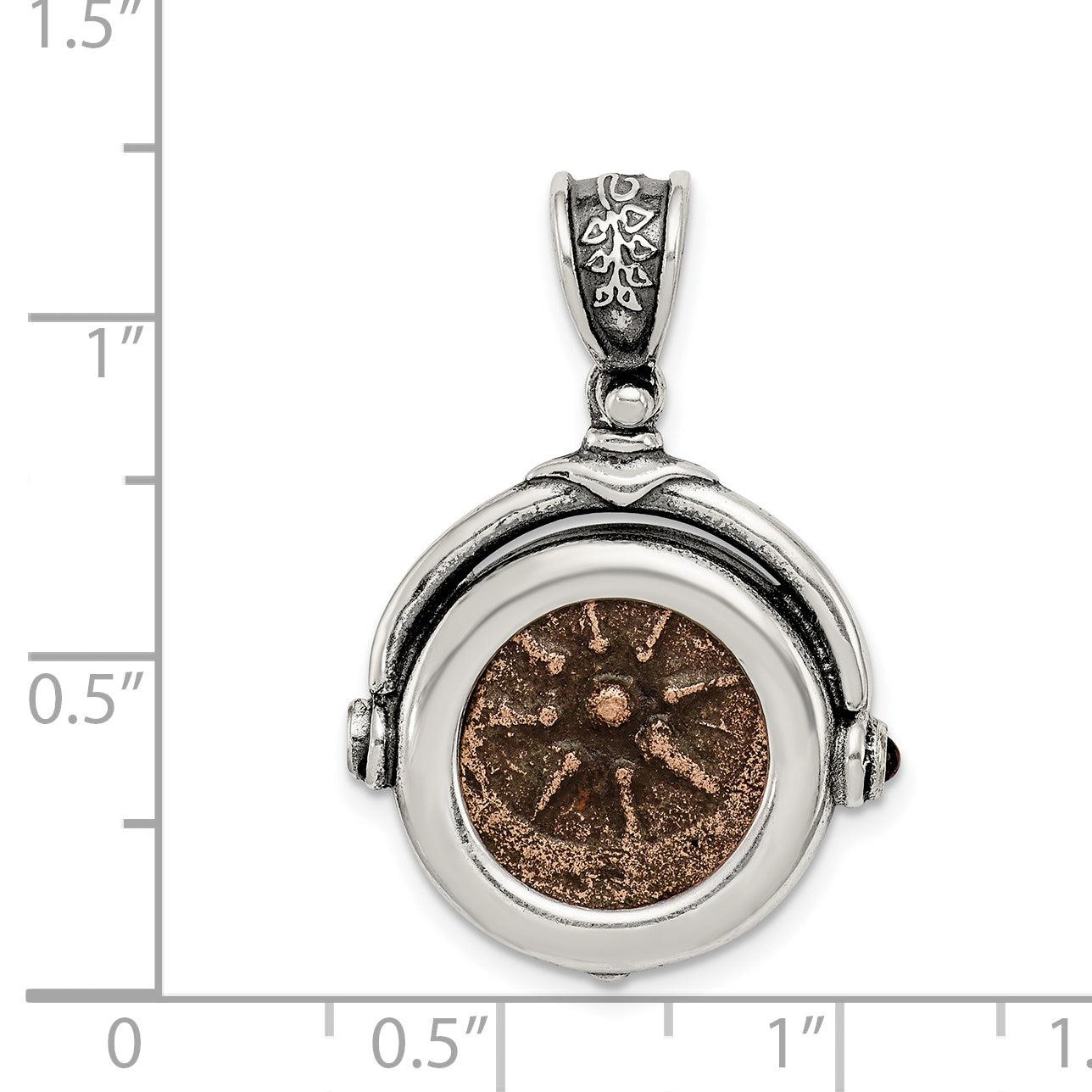 Sterling Silver & Bronze Antiqued Widows Mite Coin Pendant