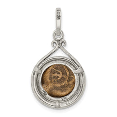 Sterling Silver & Bronze Coin Pendant with Antiqued Widow's Mite in Gift Pouch