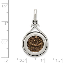 Sterling Silver & Bronze Antiqued Widows Mite Coin Pendant