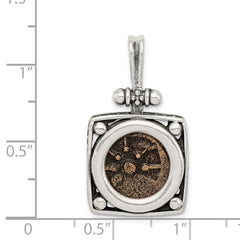 Sterling Silver & Bronze Widow's Mite Coin Pendant with Antiqued Finish  Gift Ready