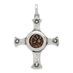 Ancient Coins Sterling Silver and Bronze Antiqued Widow's Mite Coin Cross Pendant with a Certificate of Authenticity