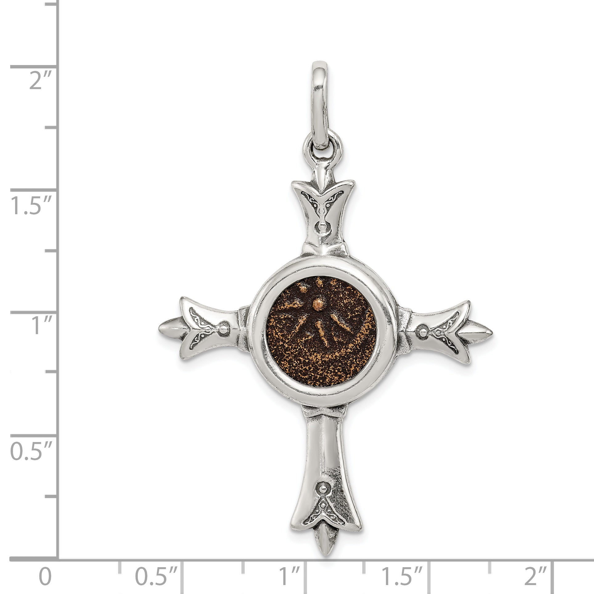 Sterling Silver Antiqued Widows Mite Coin Cross Pendant