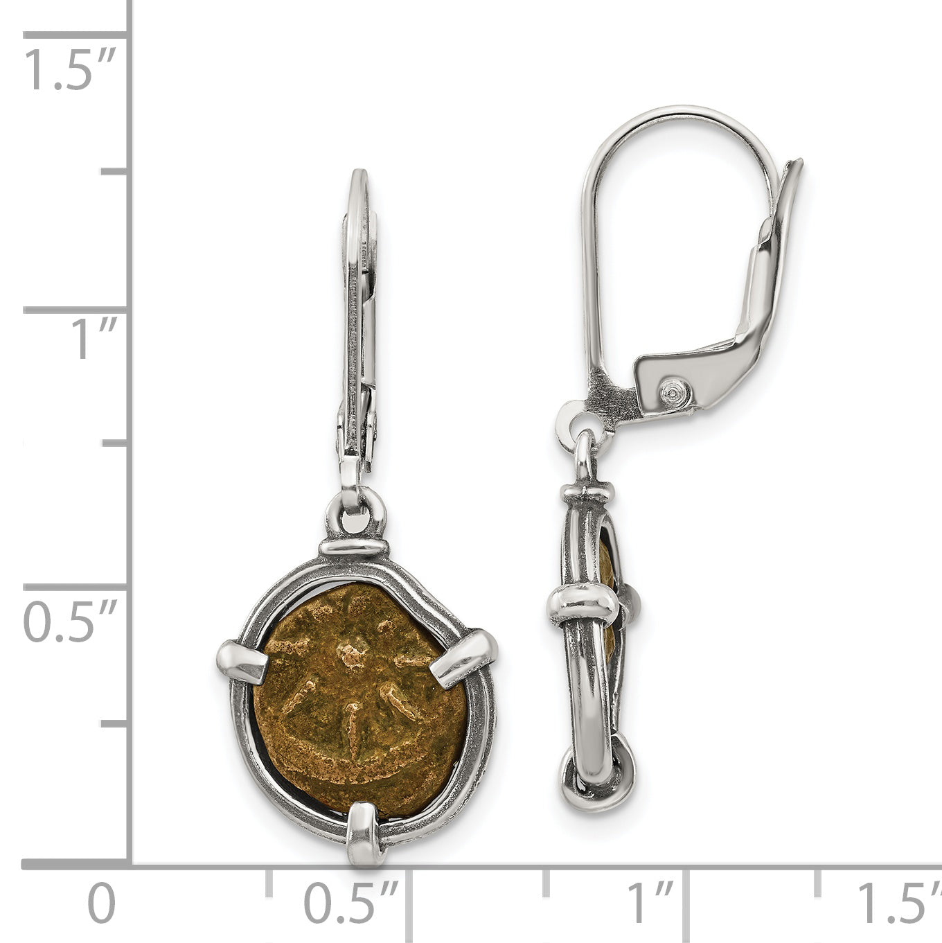 Sterling Silver and Bronze Widow's Mite Dangle Earrings with Authenticity Gift Ready