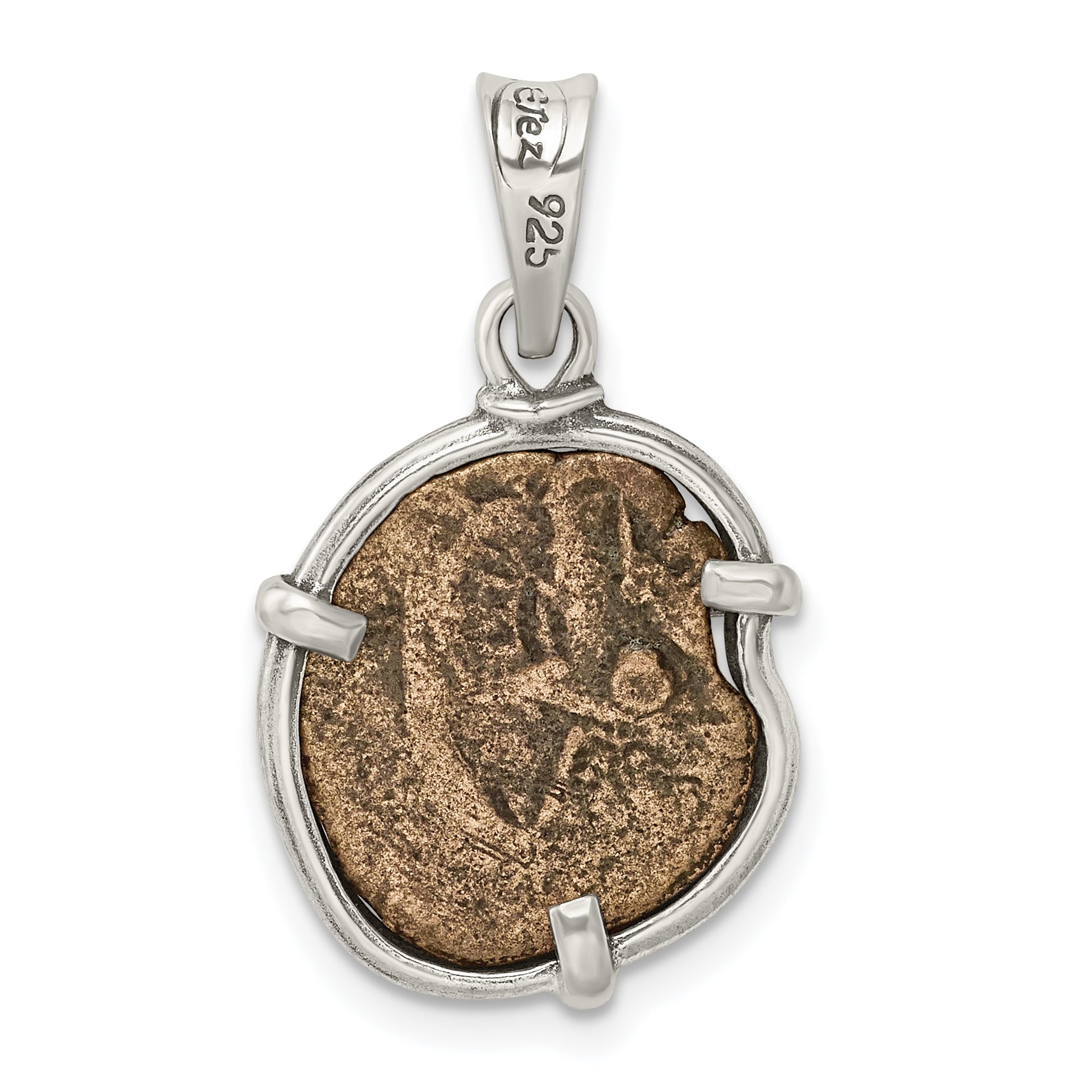 Sterling Silver Antiqued Widows Mite Coin Pendant