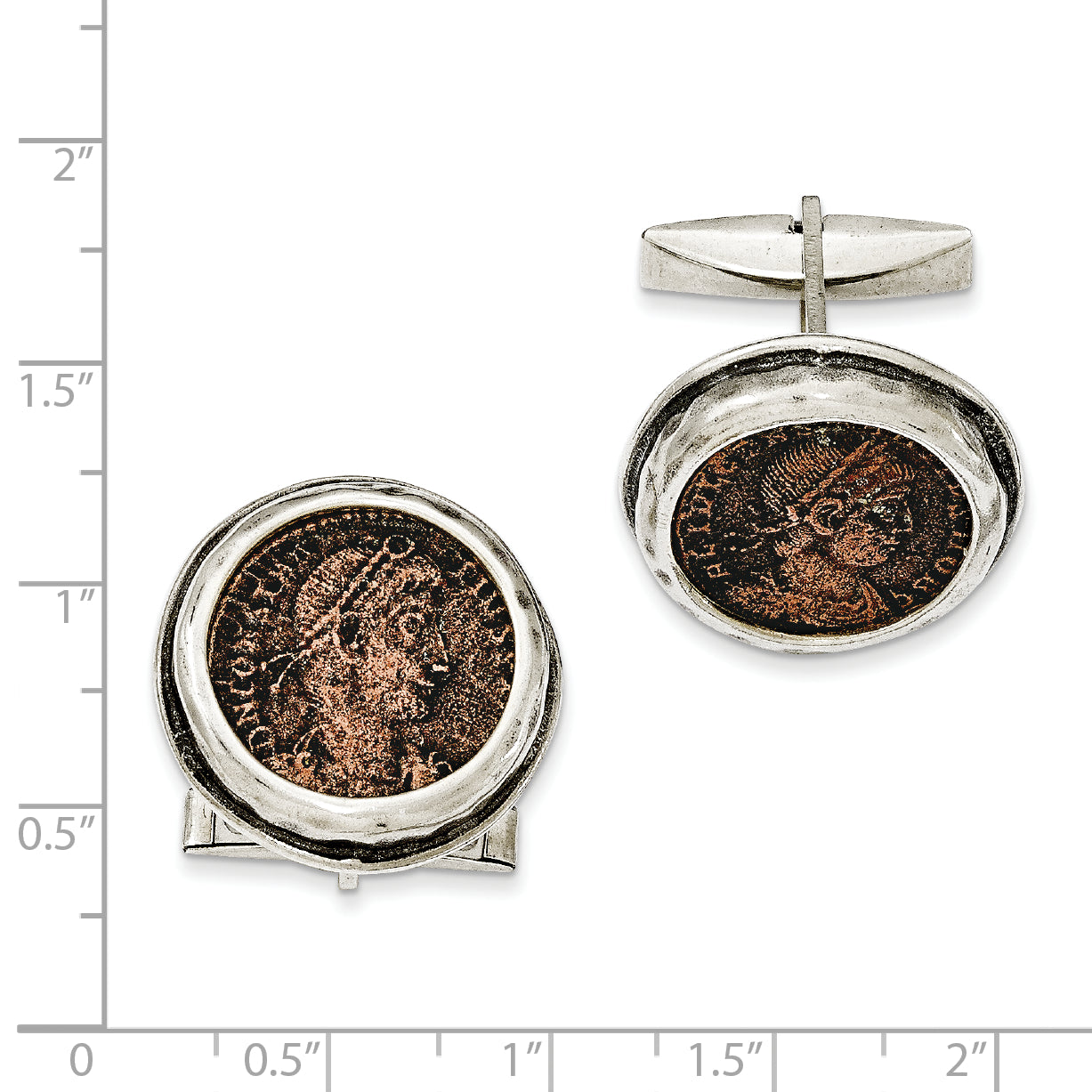 Sterling Silver Roman Coin Cufflinks with Antiqued Bronze Finish and Gift Pouch