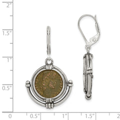 Sterling Silver Roman Coin Dangle Earrings with Bronze Accent & Gift Pouch