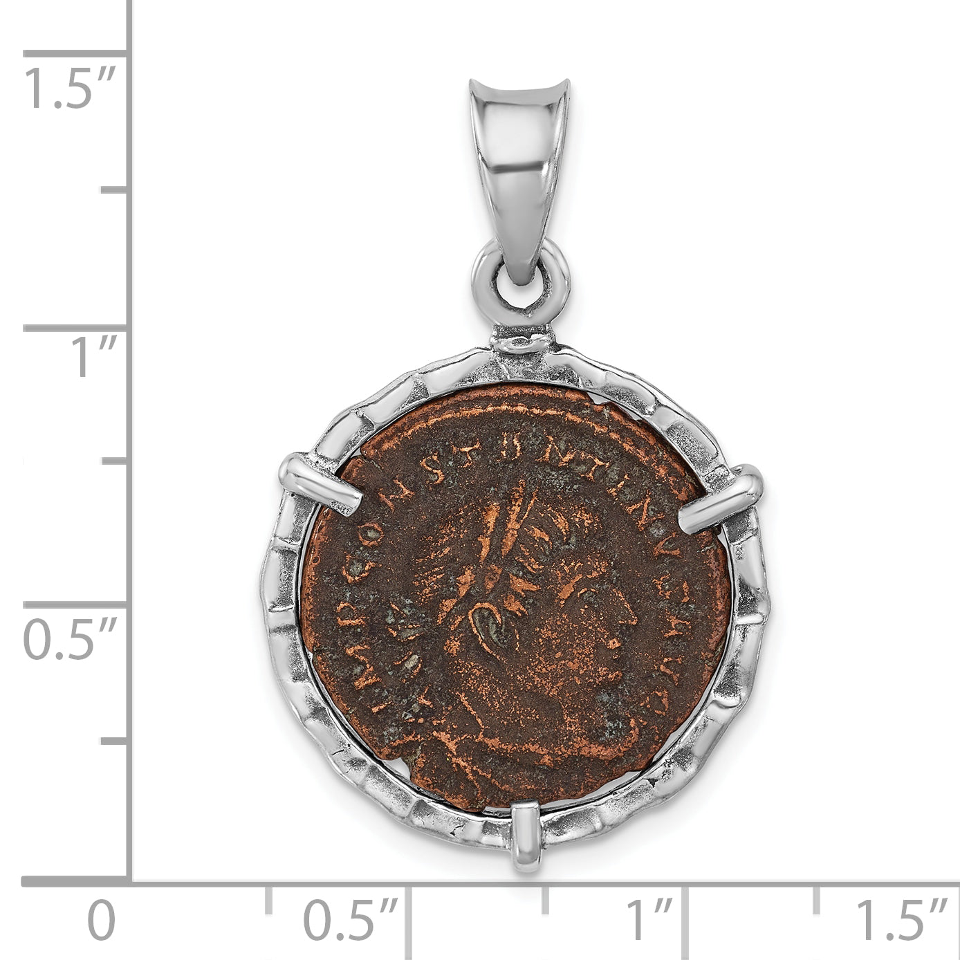 Sterling Silver Unisex Pendant with Antiqued Roman Bronze Constantine Coin Gift Ready